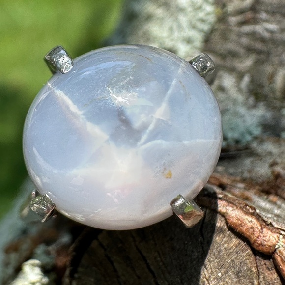 Blue Star Sapphire With Palladium Setting Ring Ladies SZ 6 - Picture 11 of 15